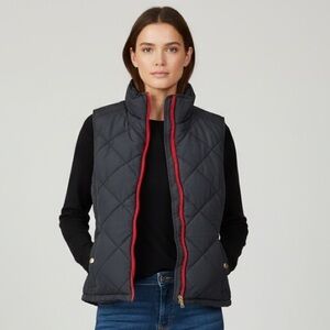 Lauren Ralph Lauren Black Quilted Vest with Red Trim